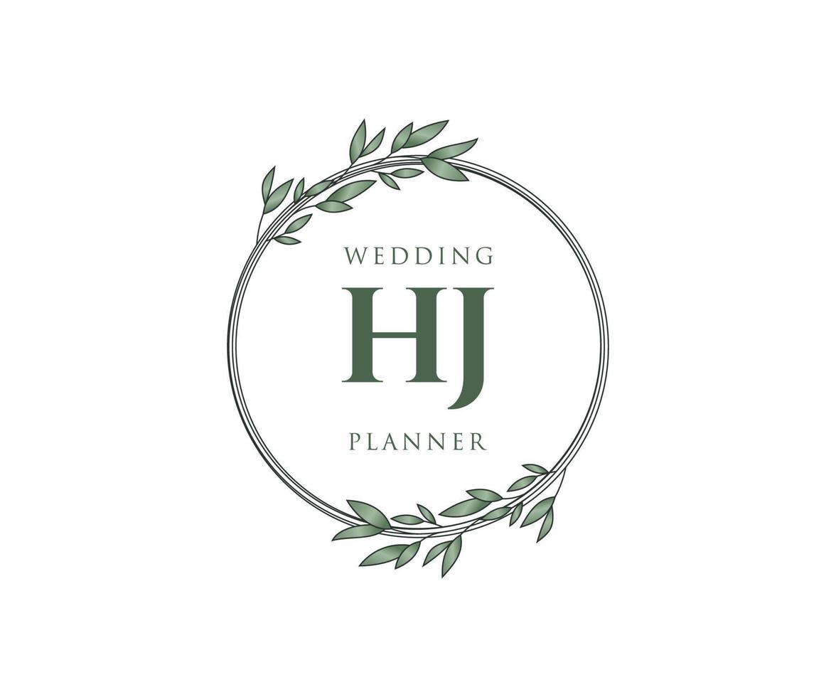 colección de logotipos de monograma de boda con letras iniciales hj, plantillas florales y minimalistas modernas dibujadas a mano para tarjetas de invitación, guardar la fecha, identidad elegante para restaurante, boutique, café en vector