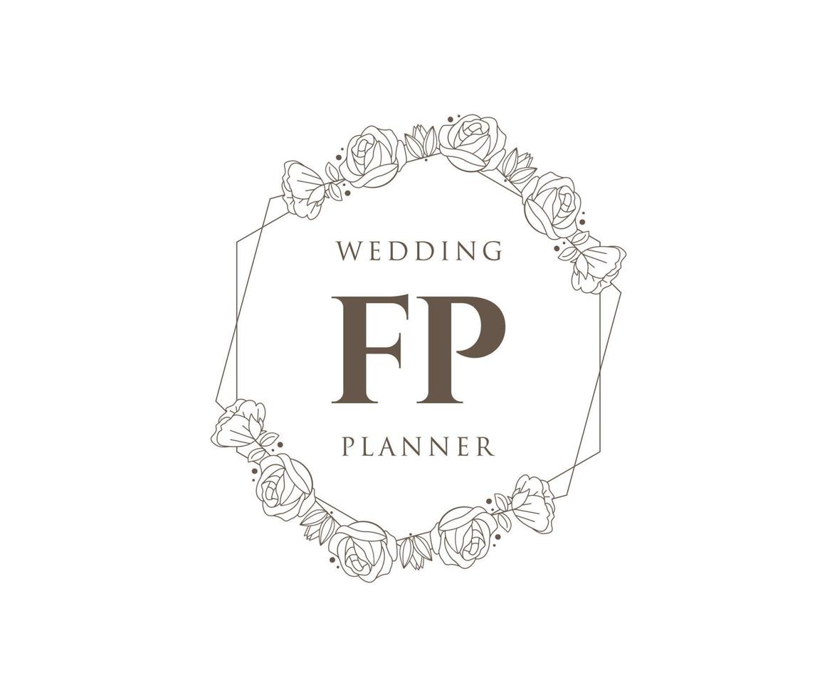 FP Initials letter Wedding monogram logos collection, hand drawn modern minimalistic and floral templates for Invitation cards, Save the Date, elegant identity for restaurant, boutique, cafe in vector