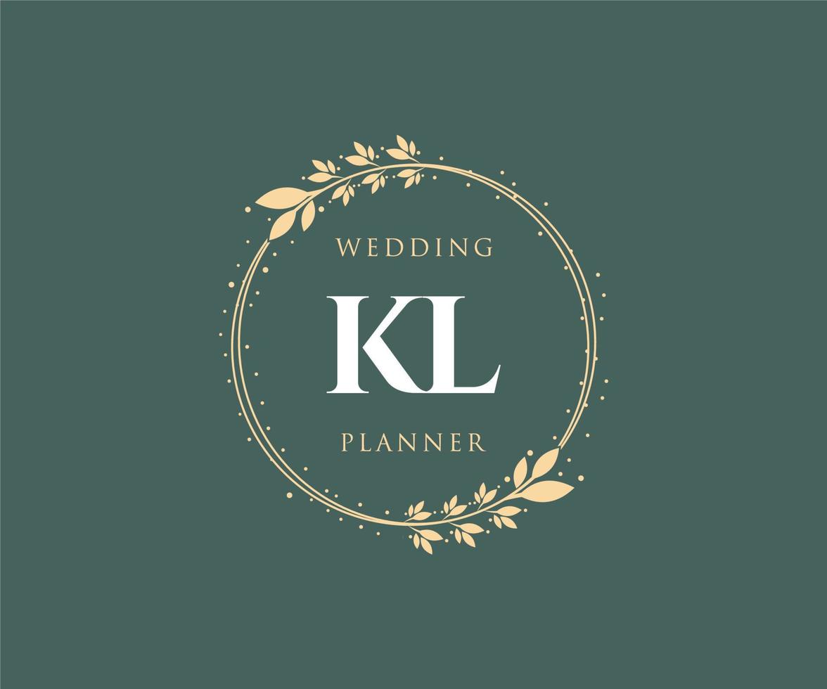 colección de logotipos de monograma de boda con letras iniciales kl, plantillas florales y minimalistas modernas dibujadas a mano para tarjetas de invitación, guardar la fecha, identidad elegante para restaurante, boutique, café en vector