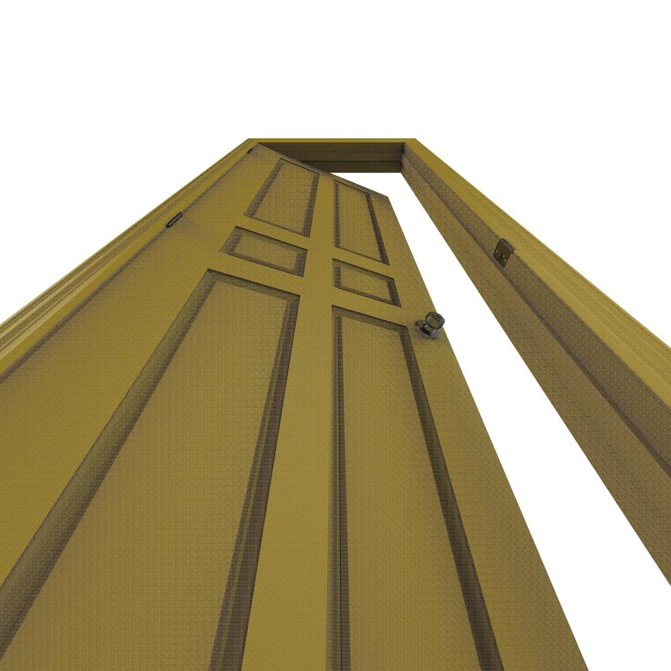 open yellow isolated door closed 3d illustration rendering photo