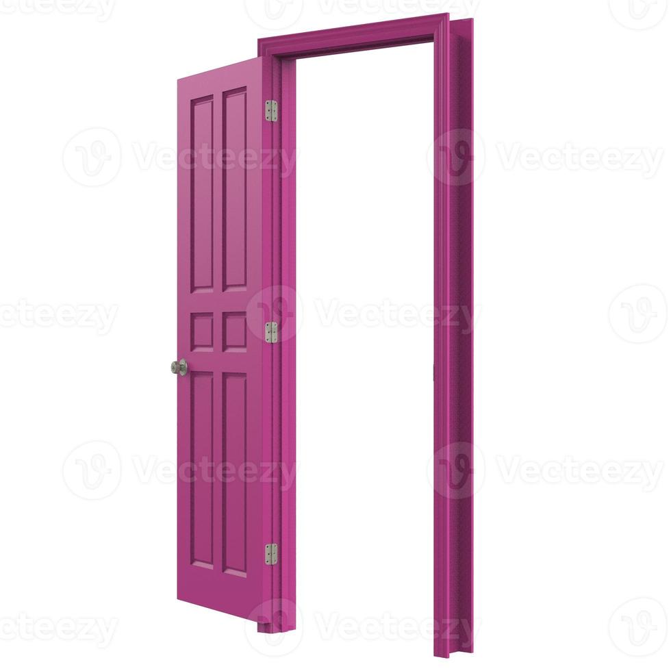 open isolated pink door closed 3d illustration rendering photo