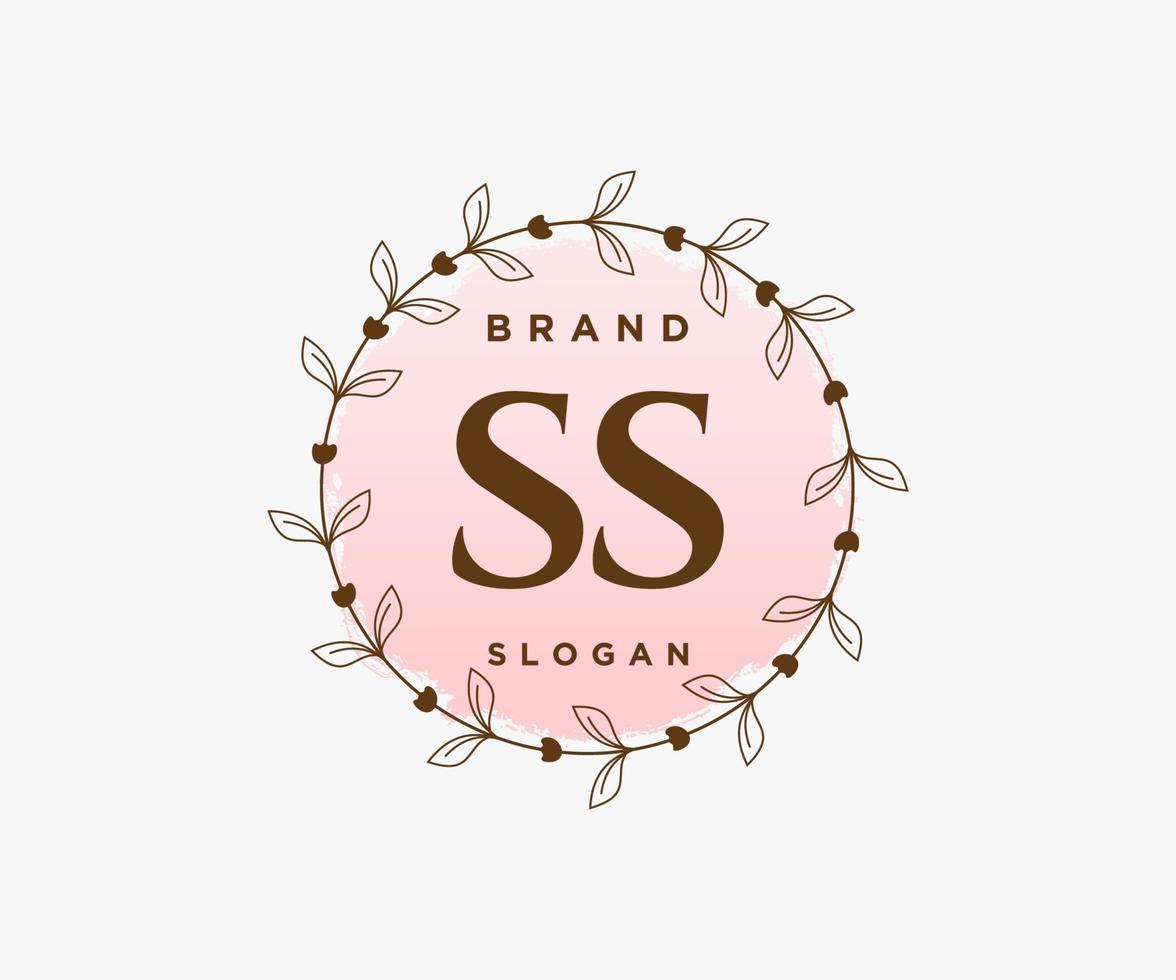logotipo femenino inicial ss. utilizable para logotipos de naturaleza, salón, spa, cosmética y belleza. elemento de plantilla de diseño de logotipo de vector plano.