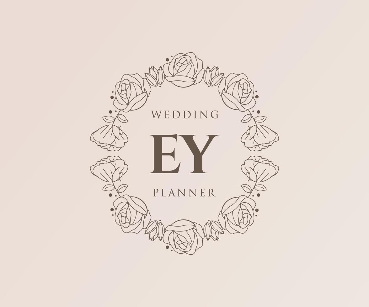 colección de logotipos de monograma de boda con letras iniciales, plantillas florales y minimalistas modernas dibujadas a mano para tarjetas de invitación, guardar la fecha, identidad elegante para restaurante, boutique, café en vector