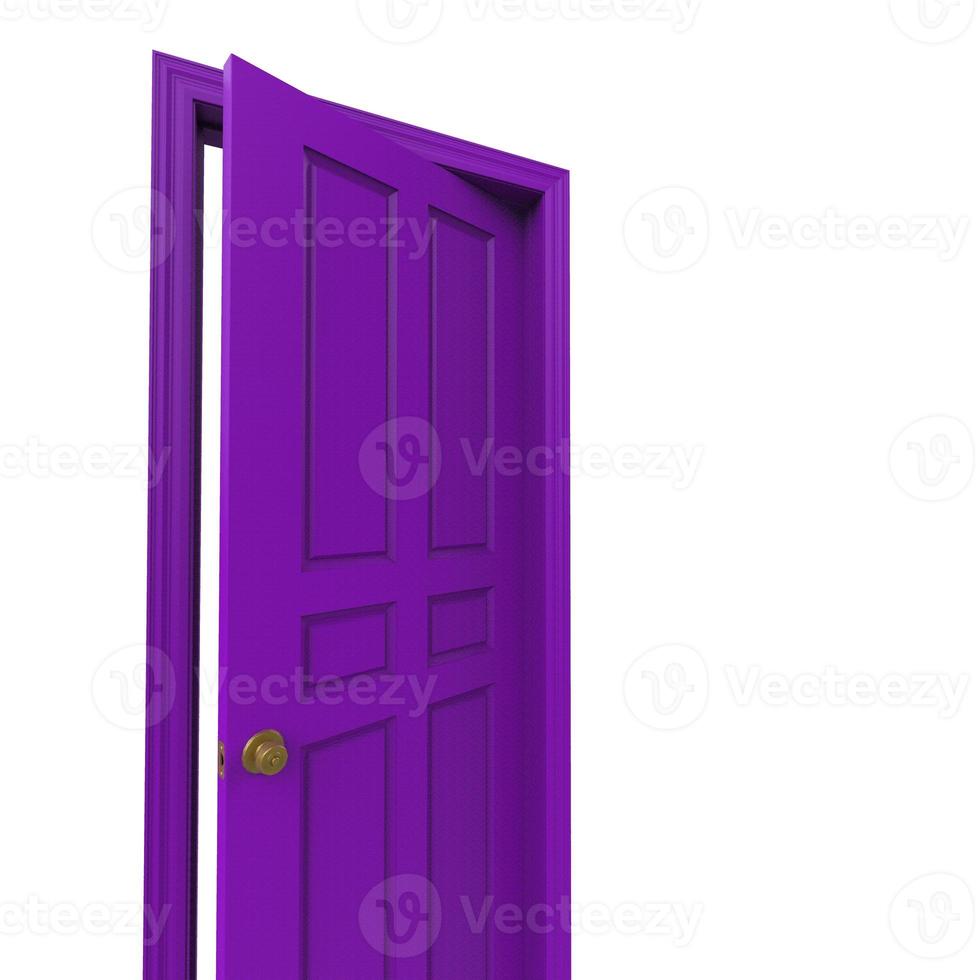 open isolated door closed 3d illustration purple rendering photo