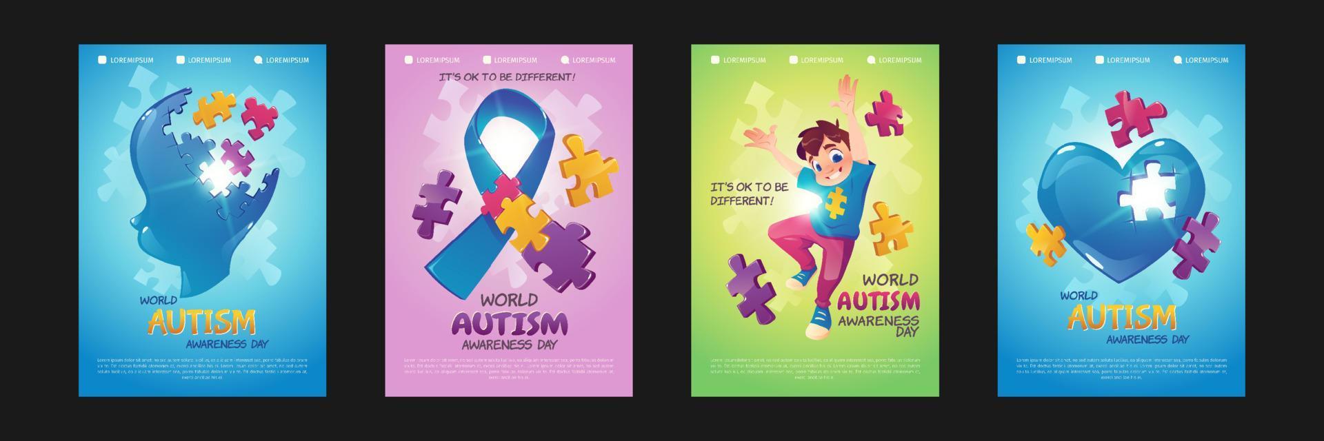 World autism awareness day posters vector