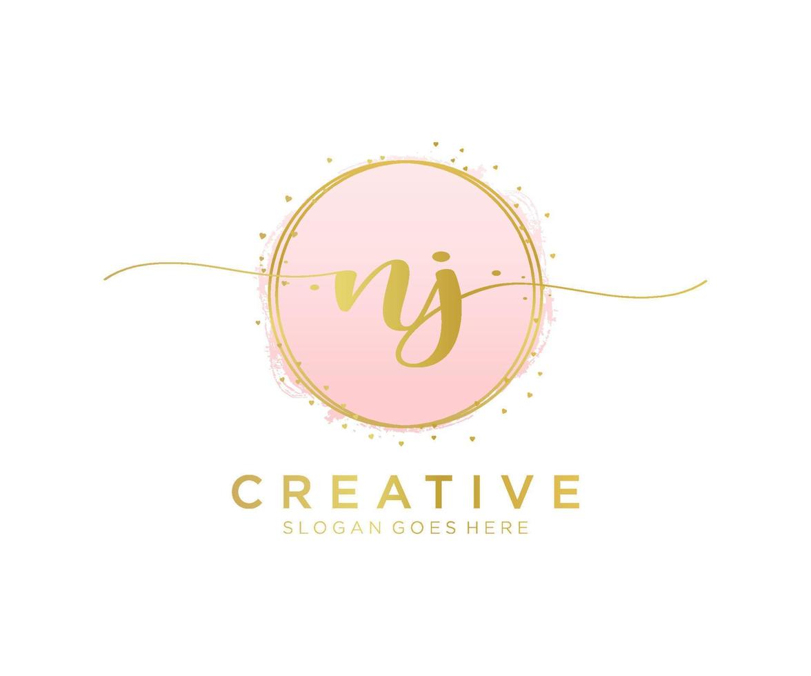 Initial NJ feminine logo. Usable for Nature, Salon, Spa, Cosmetic and Beauty Logos. Flat Vector Logo Design Template Element.
