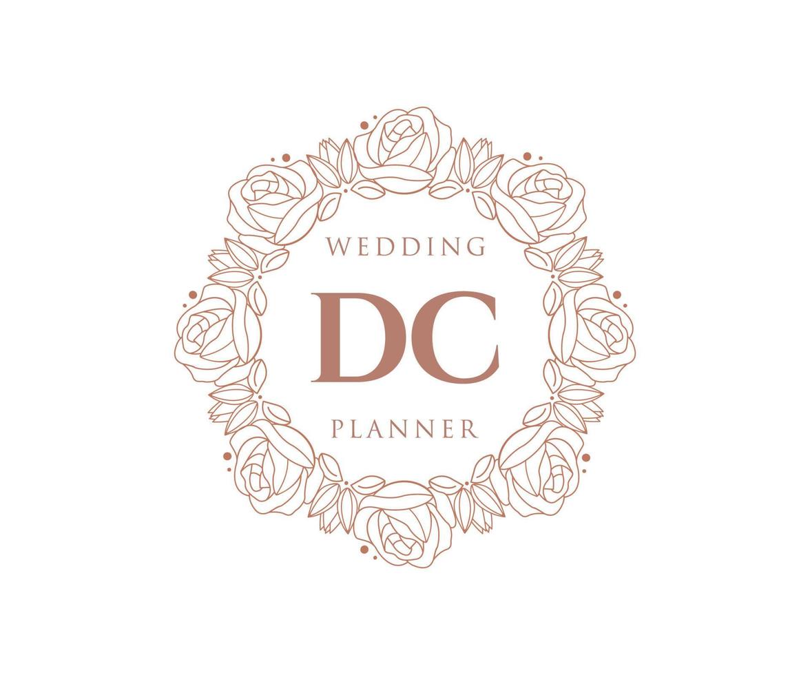 colección de logotipos de monogramas de boda con letras iniciales dc, plantillas florales y minimalistas modernas dibujadas a mano para tarjetas de invitación, guardar la fecha, identidad elegante para restaurante, boutique, café en vector