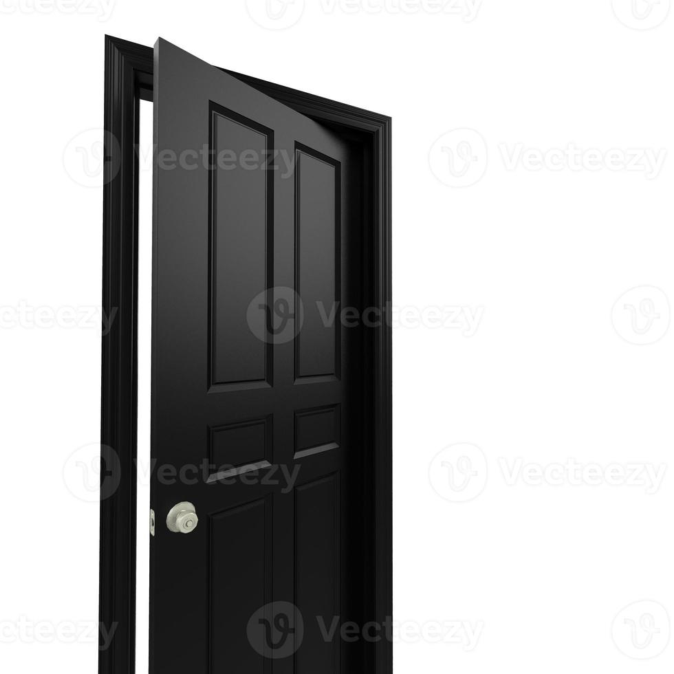 open isolated black door closed 3d illustration rendering photo