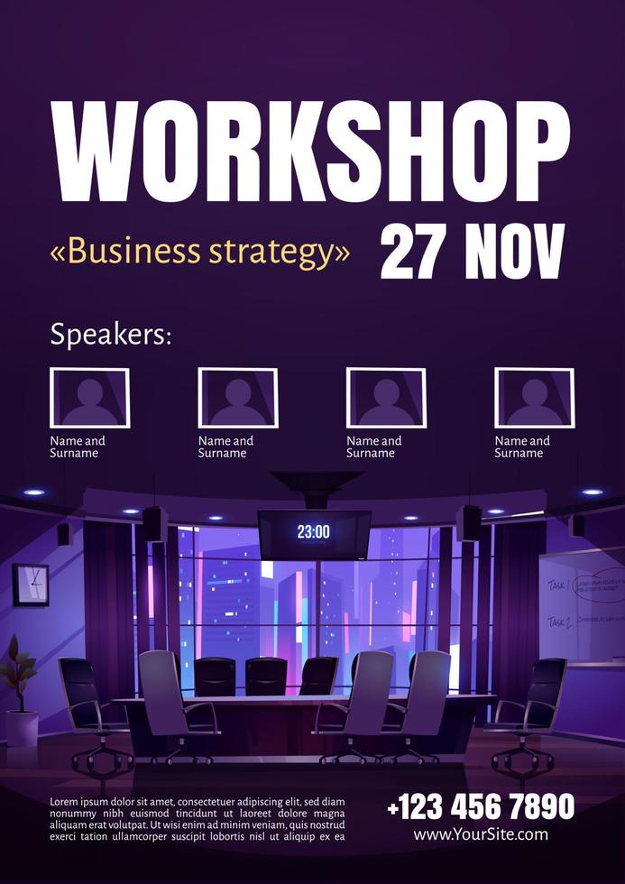 Business strategy workshop poster vector