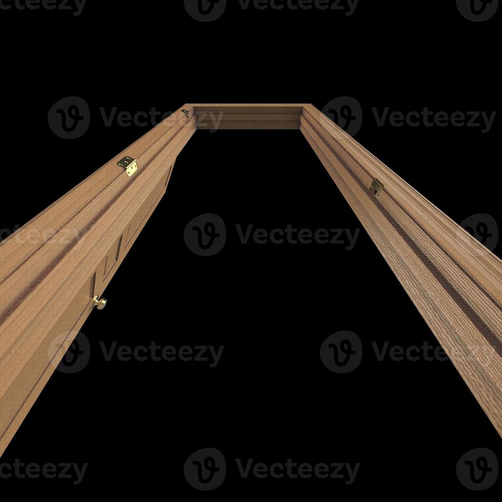 open wood isolated door closed wooden 3d illustration rendering photo