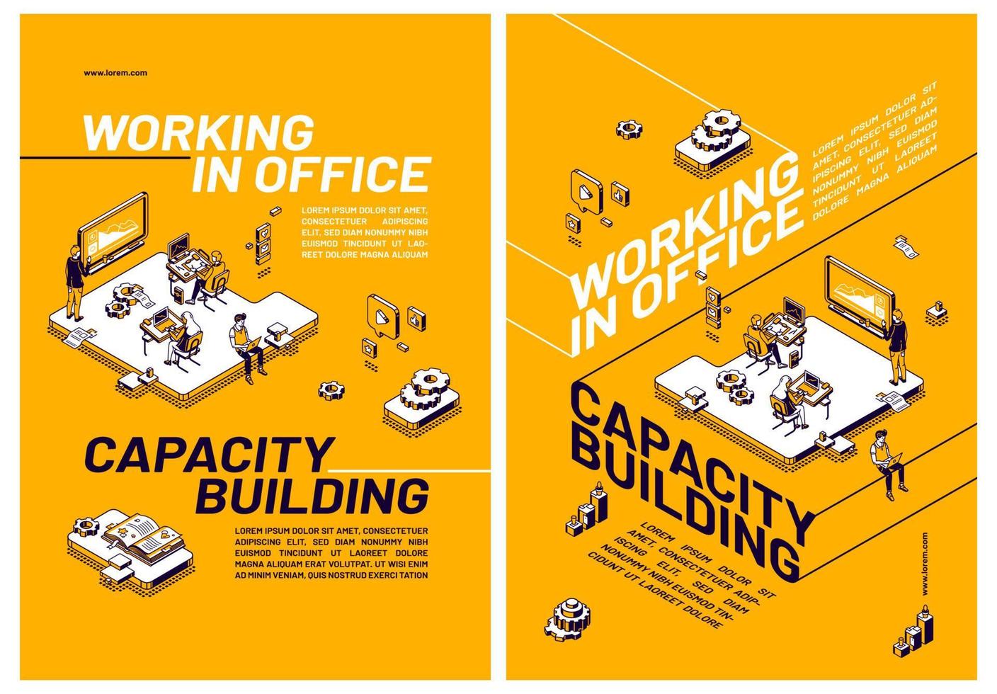 Capacity building by working in office vector