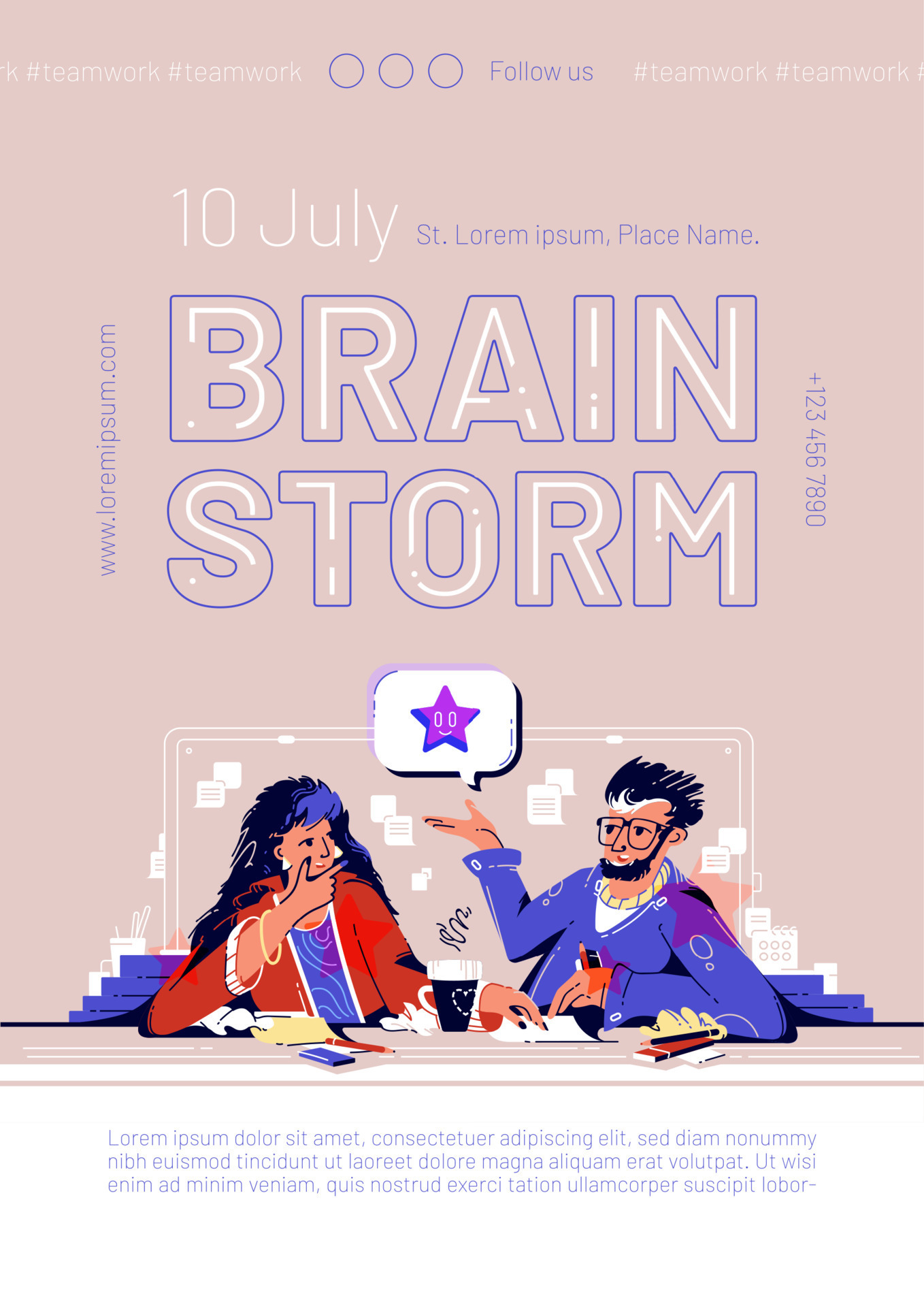 Poster of brainstorm, team meeting 14947197 Vector Art at Vecteezy