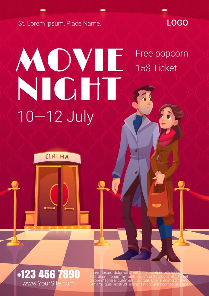 Vector poster of movie night in cinema