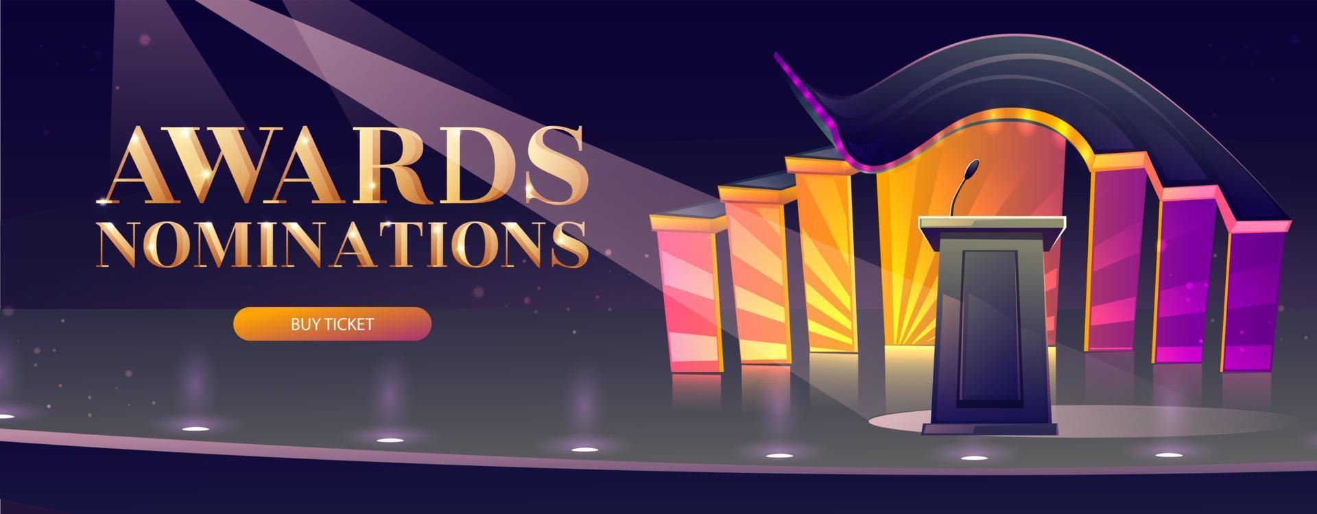 Award nomination cartoon landing page with tribune vector