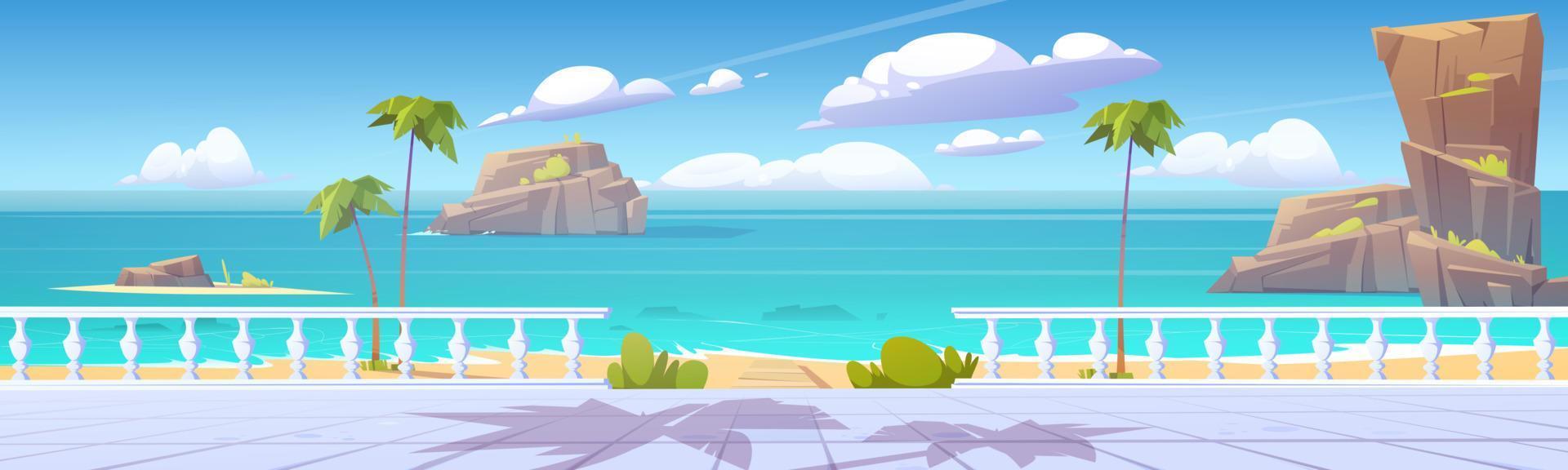 Summer tropical landscape with sea and seafront vector
