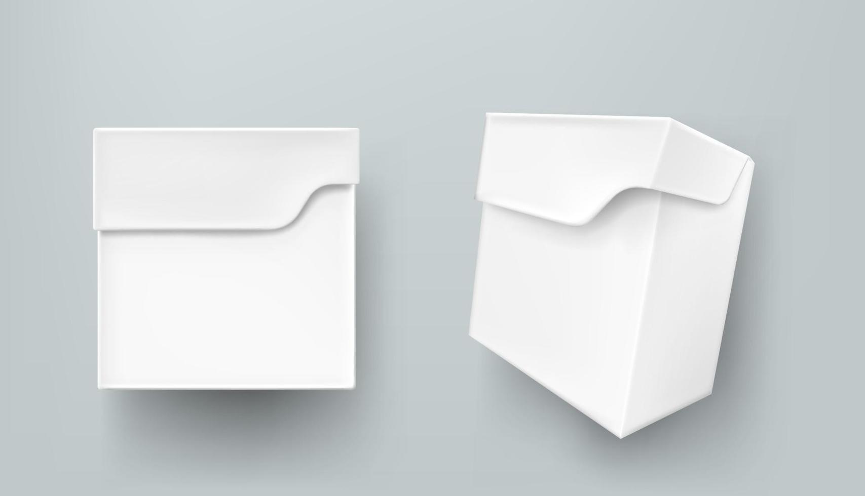 Tea box mockup, white paper package for products vector