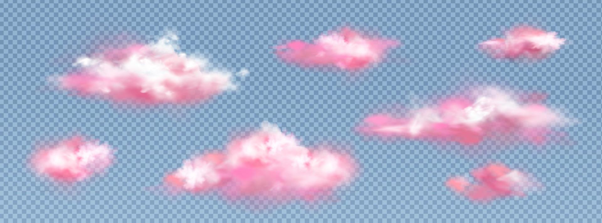 Realistic pink clouds, sunset or sunrise eddies vector