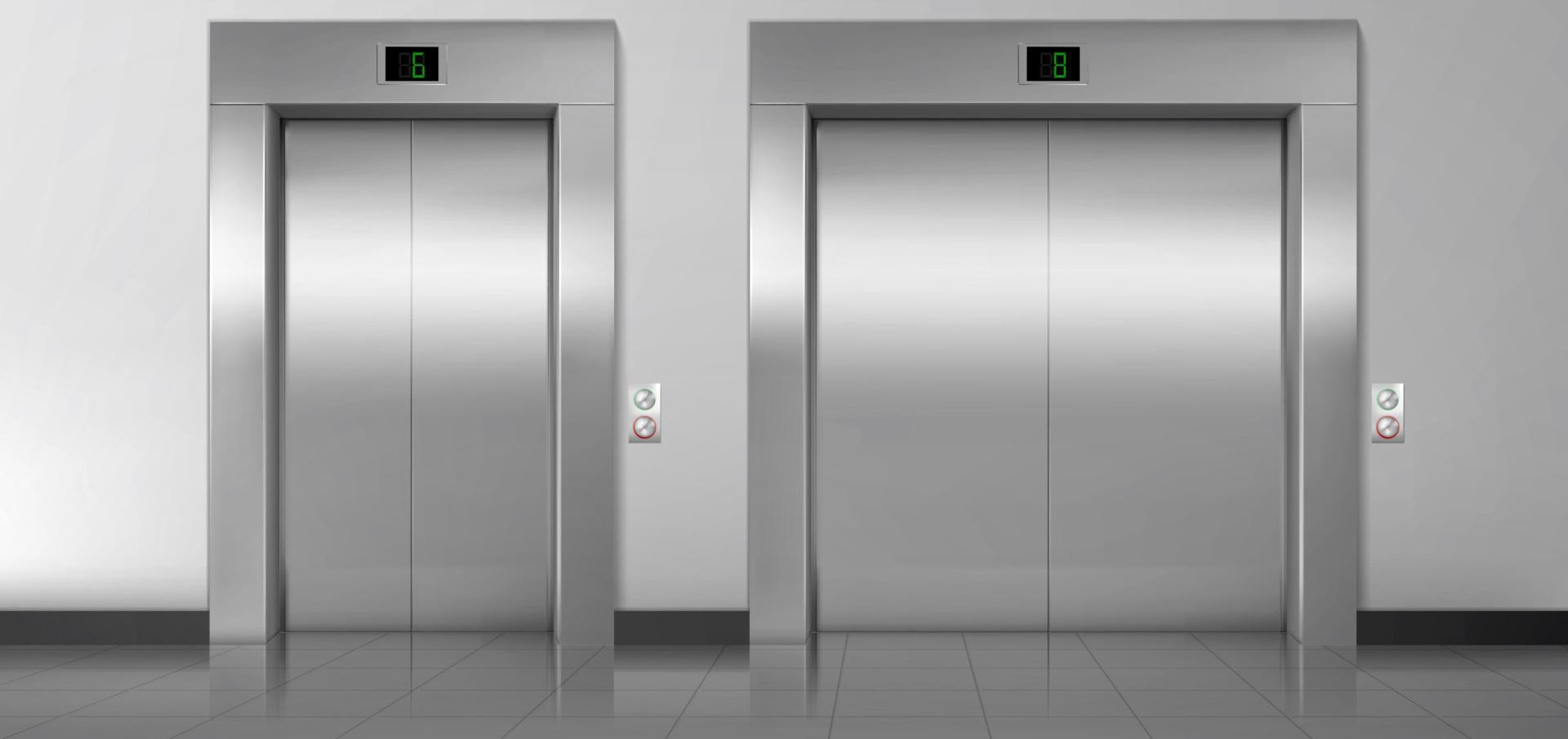 Lift doors, service and cargo closed elevators vector