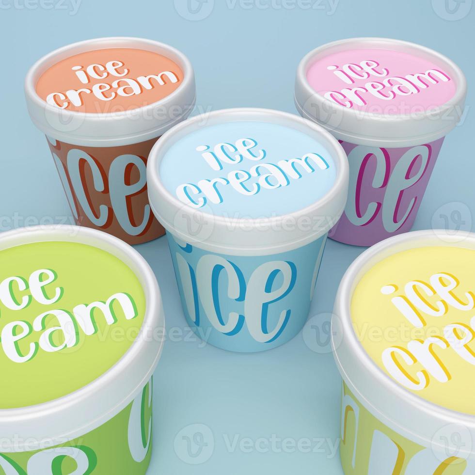 Maqueta de taza de helado de renderizado 3d foto