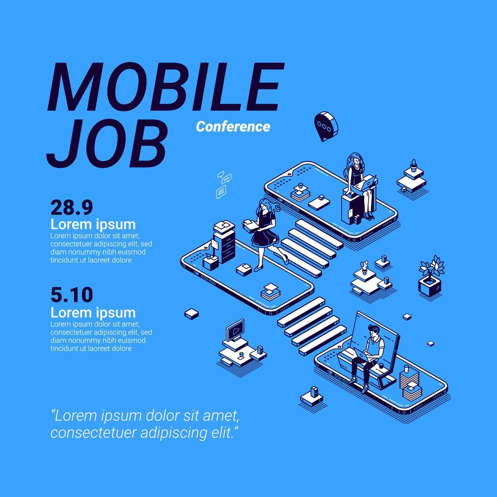 cartel de vector de conferencia de trabajo móvil
