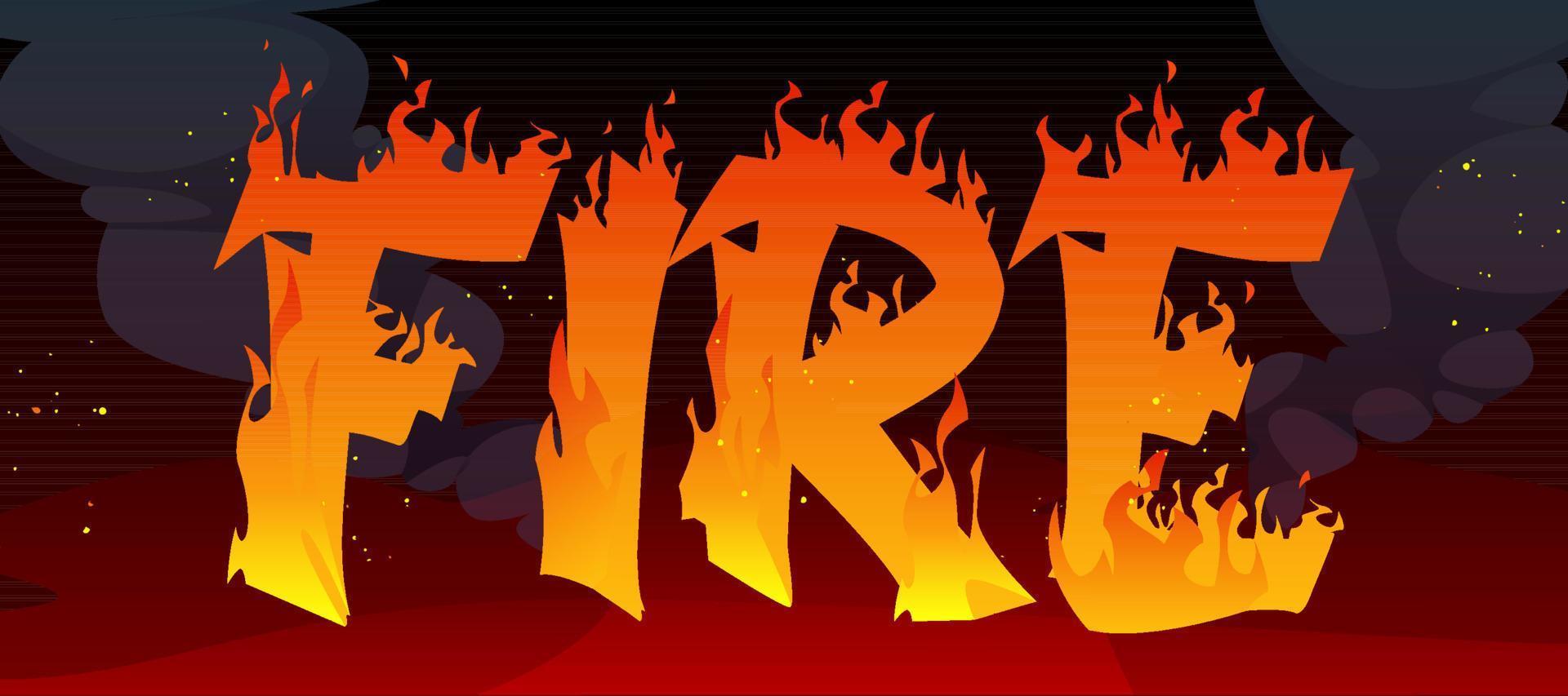 pancarta de fuego con texto en llamas y humo negro vector