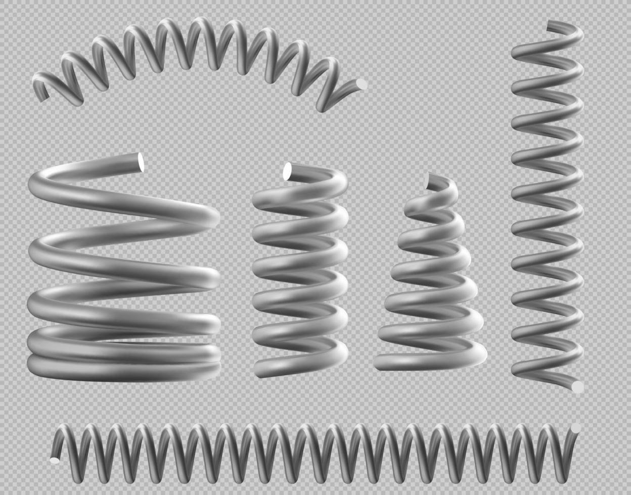 Metal springs, realistic coils for bed or car set vector