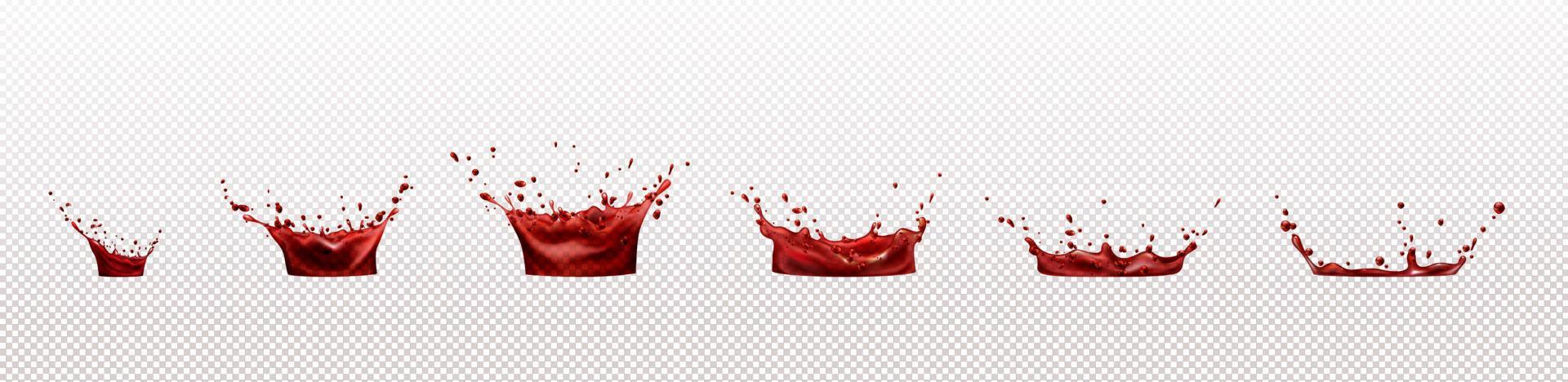 Vector splashes of wine, red juice or blood