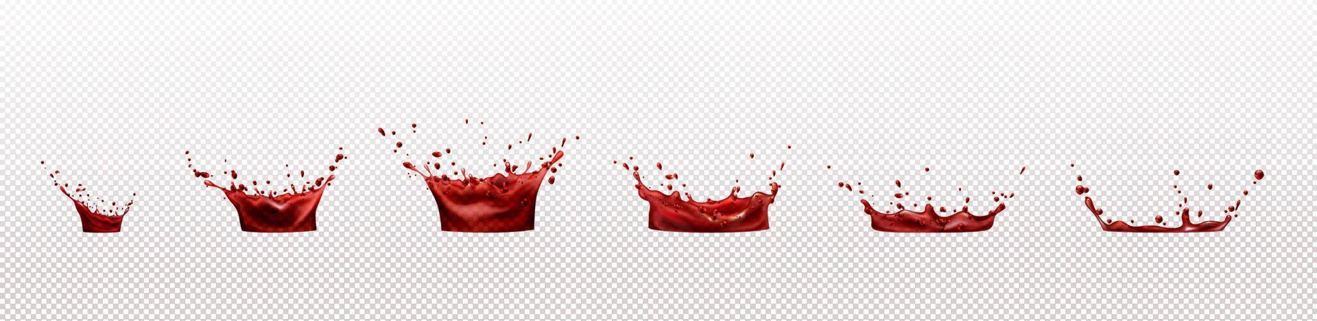 Vector splashes of wine, red juice or blood