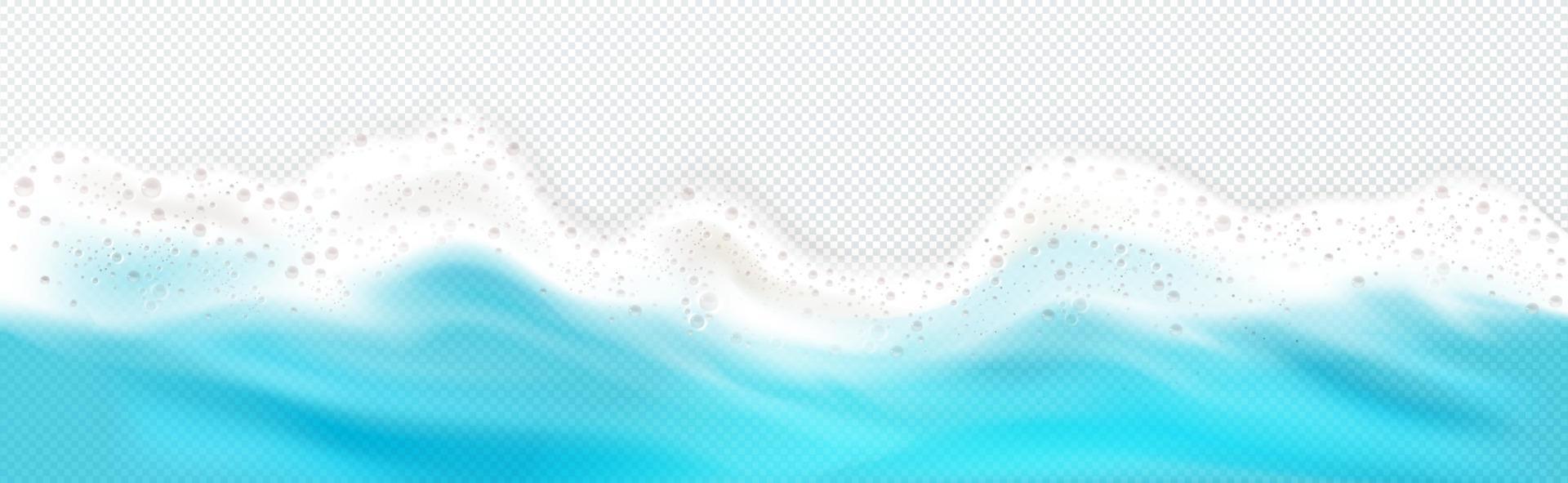 Top view of sea wave foam splashing border, frame vector