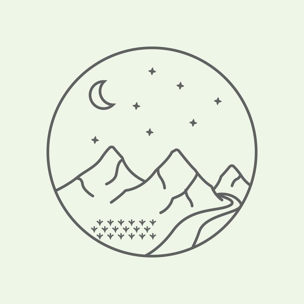 cliffs line art logo design minimalist illustration icon vector