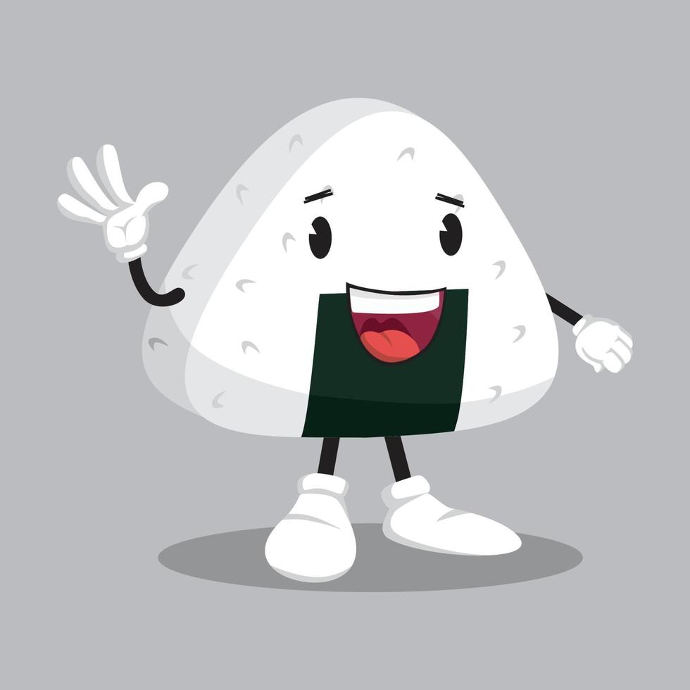 mascota kawaii onigiri con diferentes emociones ambientadas en un vector de estilo de dibujos animados. personaje divertido ilustración de la figura. emojis de personajes emoticono de dibujos animados.