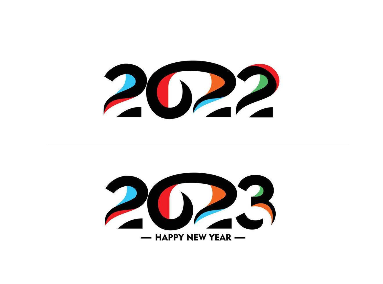 Folleto de elemento de diseño de tipografía de texto de feliz año nuevo 2023, diseño de banner. vector