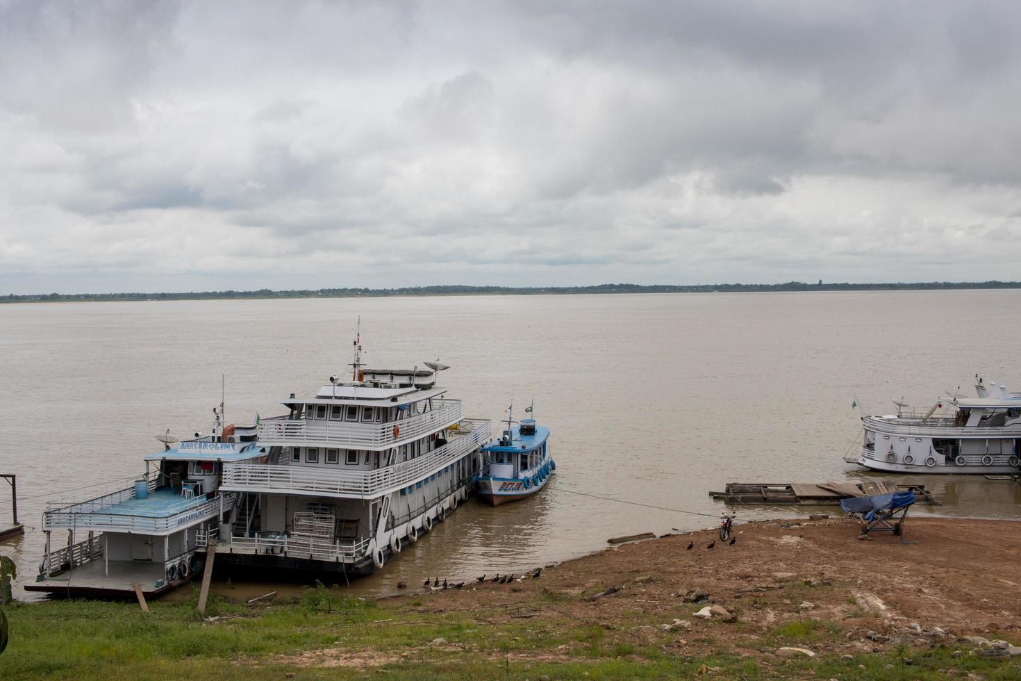 Manacapuru, Amazonas, Brazil November 18 2022 Boats docked along the