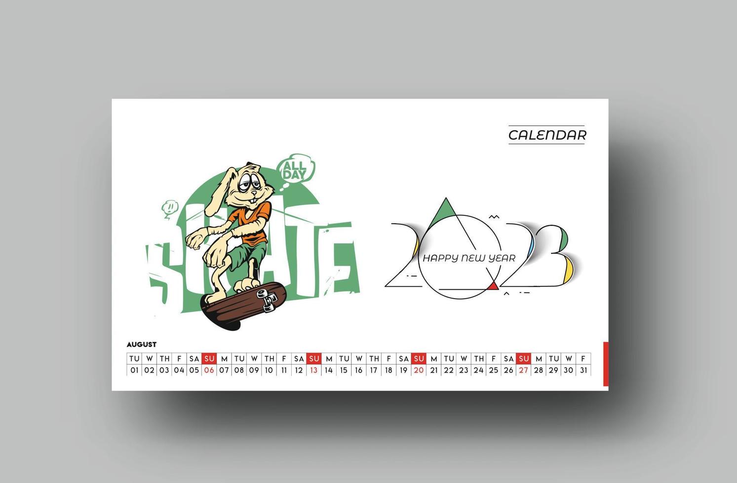 2023 calendario feliz año nuevo patrón de diseño de agosto. vector