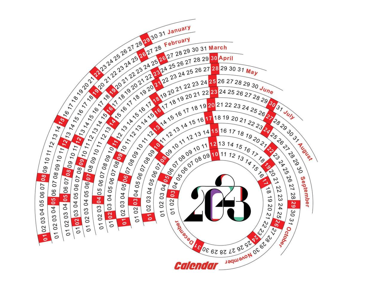 2023 Calendar Happy New Year Design. vector