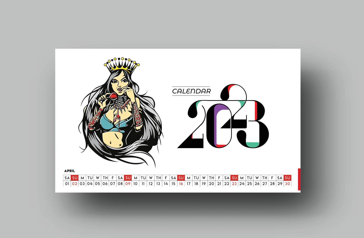 2023 calendario feliz año nuevo patrón de diseño de abril. vector