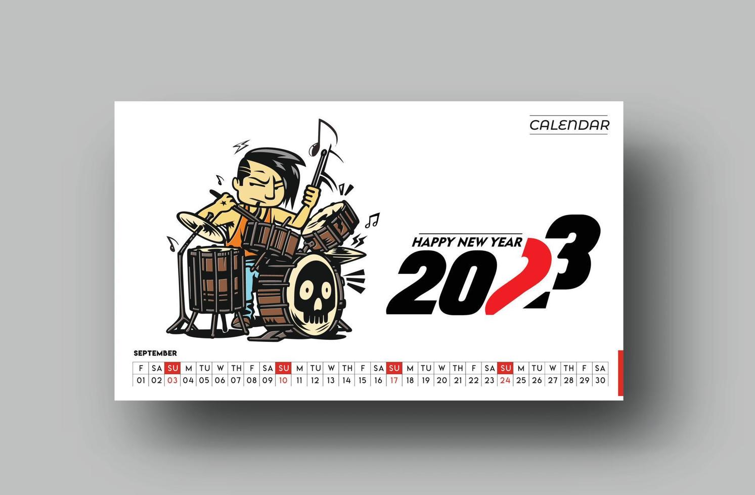 2023 Calendar Happy New Year September Design Pattern. vector