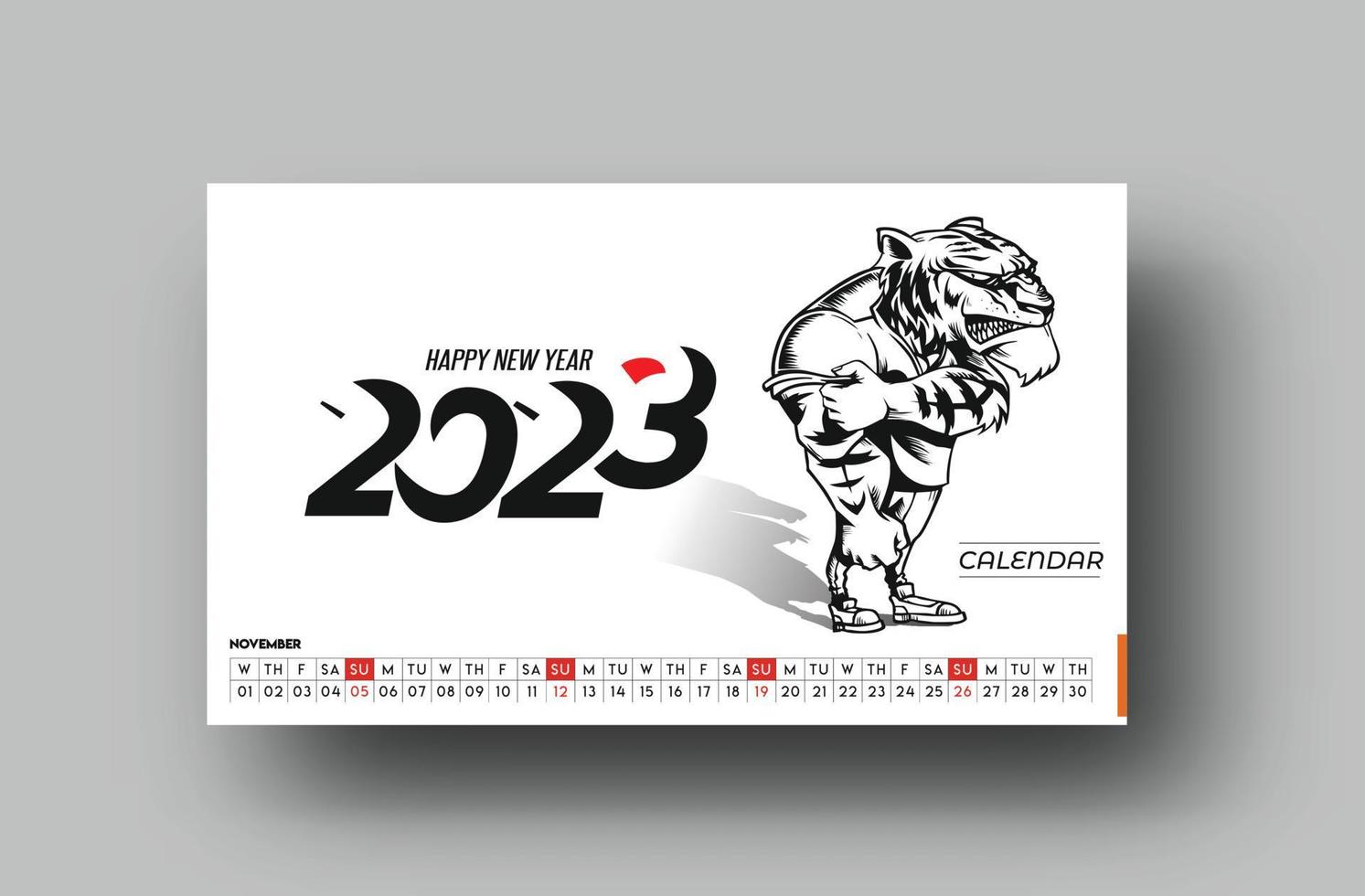 2023 Calendar Happy New Year November Design Pattern. vector