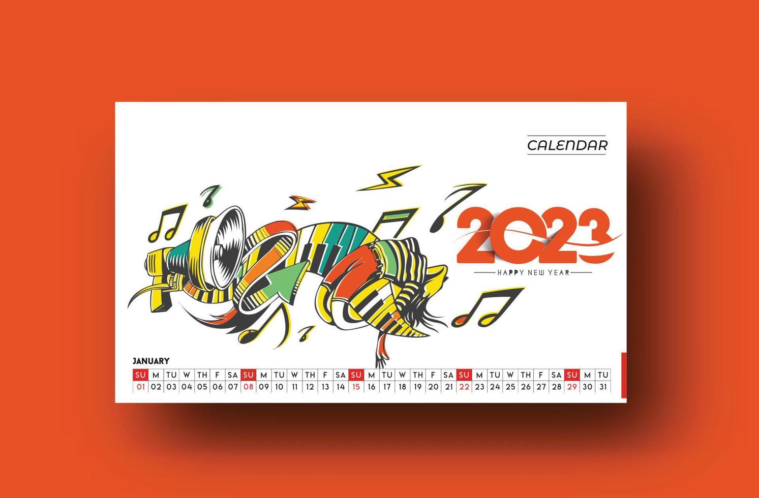 2023 Calendar Happy New Year January Design Pattern. vector