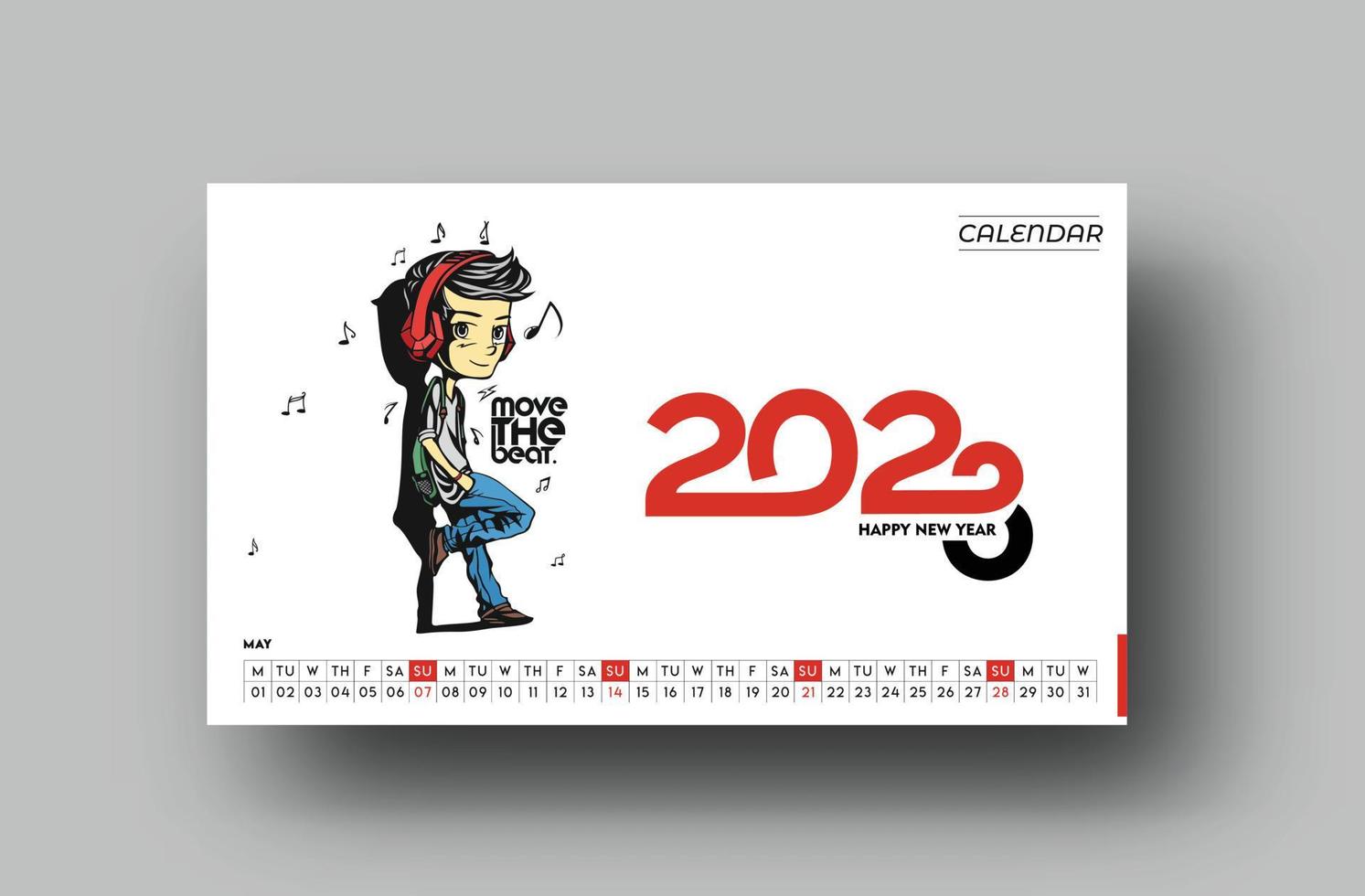 2023 Calendar Happy New Year May Design Pattern. vector