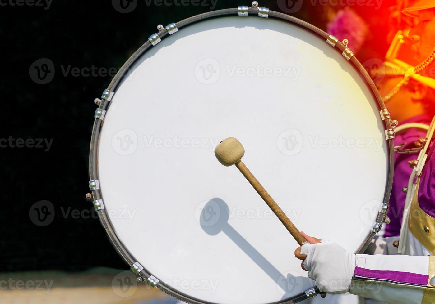 The Base drum that the orchestral students beat while walking in the parade. Soft and selective focus. photo