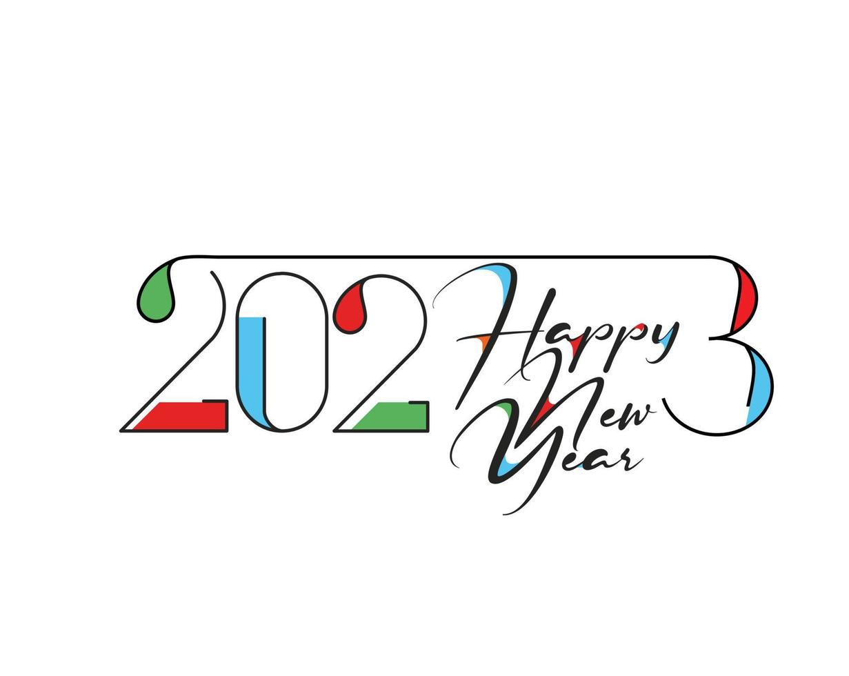 Elemento de diseño de tipografía de texto de feliz año nuevo 2023. vector