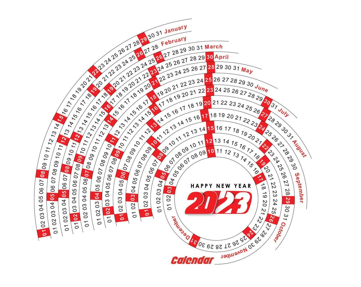 2023 Calendar Happy New Year Design. vector