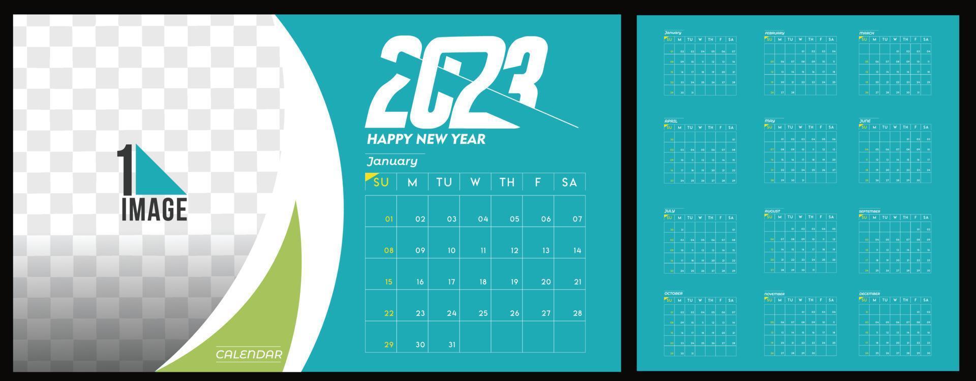 2023 calendario feliz diseño de año nuevo con espacio de su imagen. vector