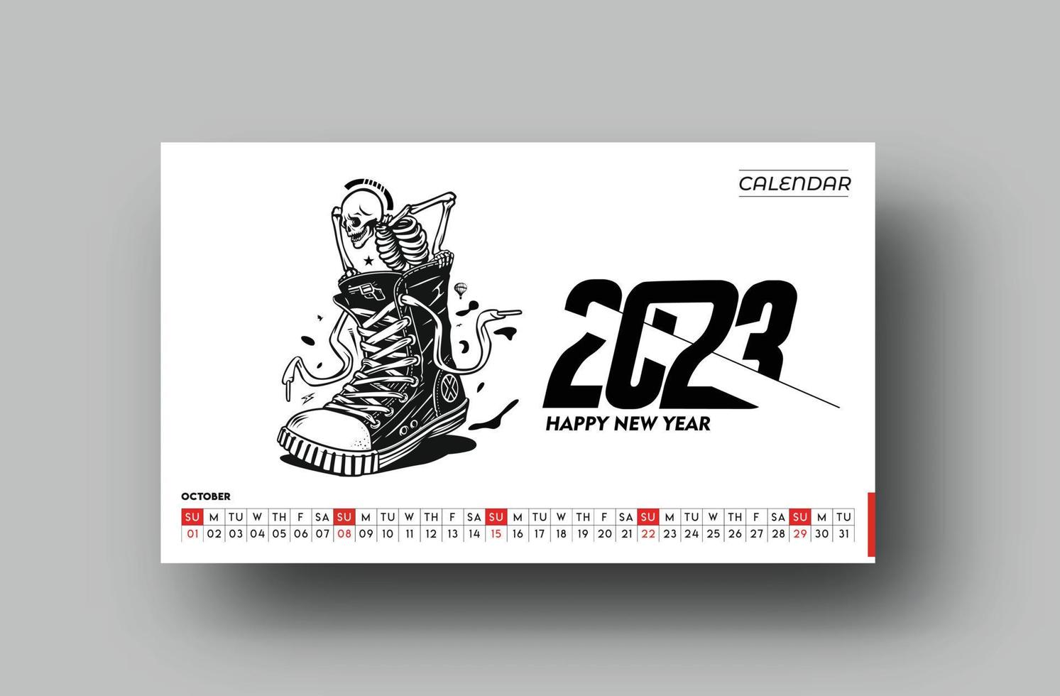 2023 Calendar Happy New Year October Design Pattern. vector