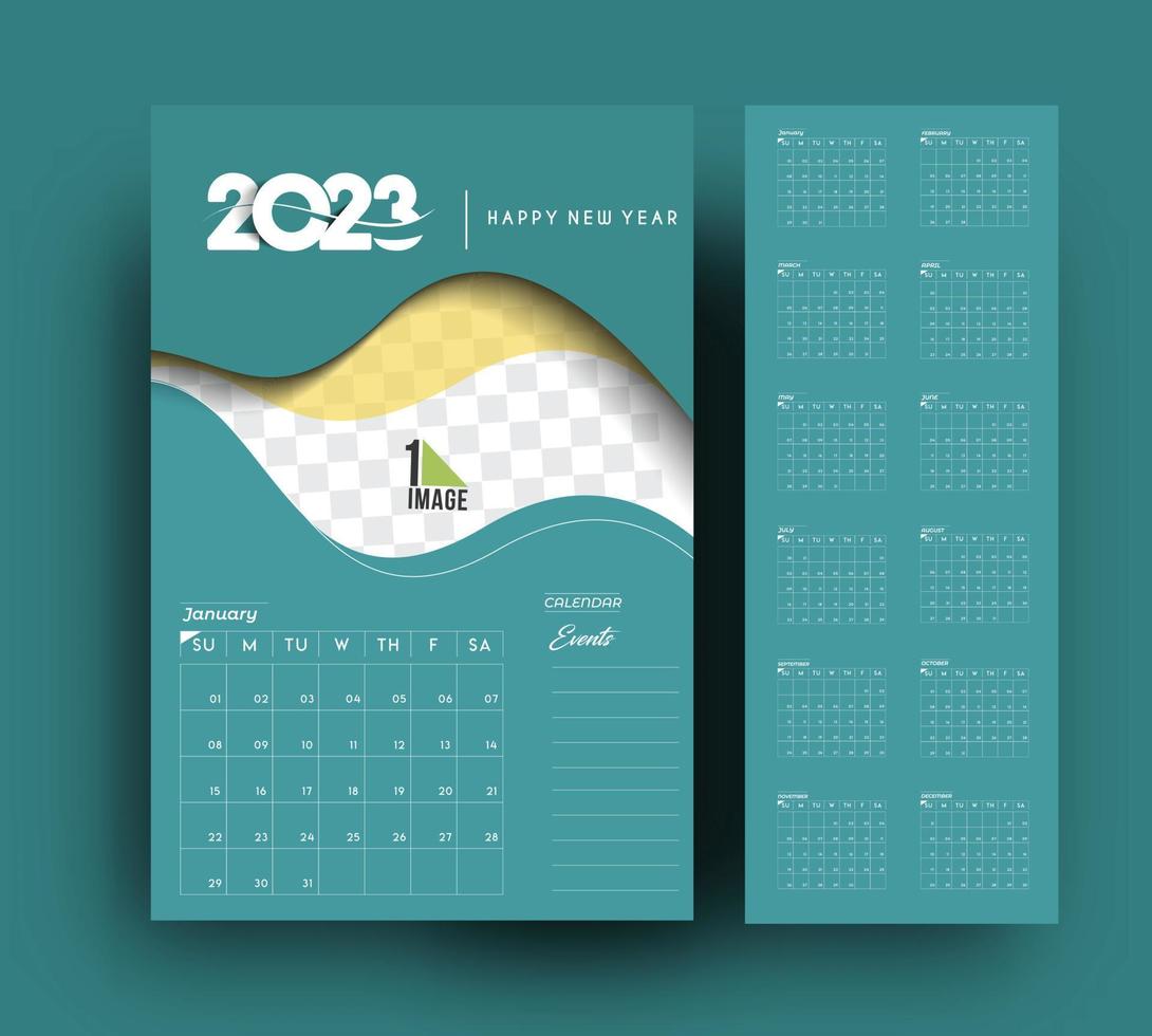 2023 Calendar Happy New Year Design with sapce of your image. vector
