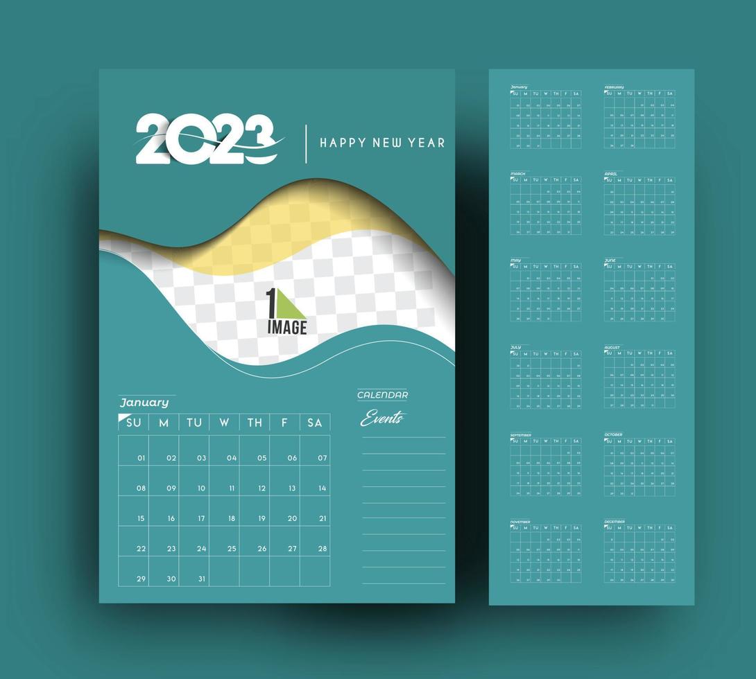 2023 calendario feliz diseño de año nuevo con espacio de su imagen. vector