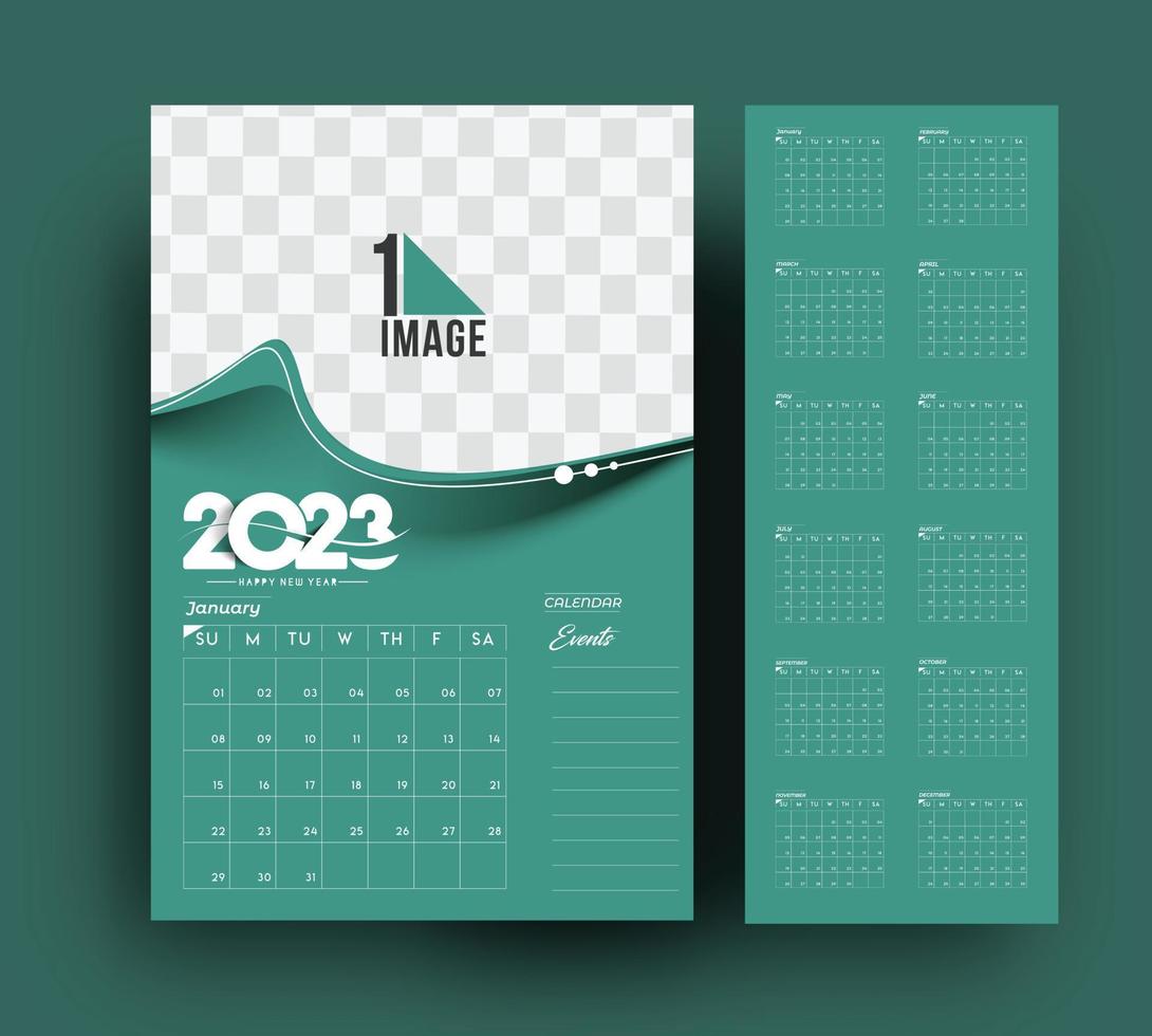 2023 calendario feliz diseño de año nuevo con espacio de su imagen. vector