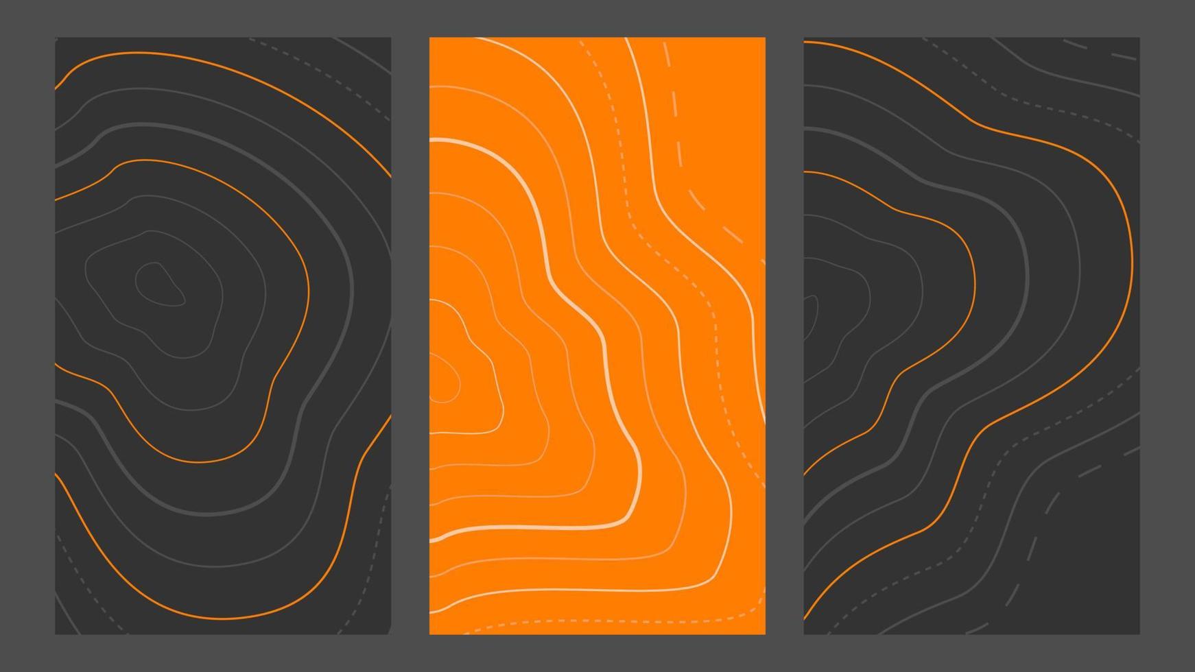 Topographic line contour background, vertical banner of topography geographic grid map pattern with copy space, abstract stock vector illustration for social media post