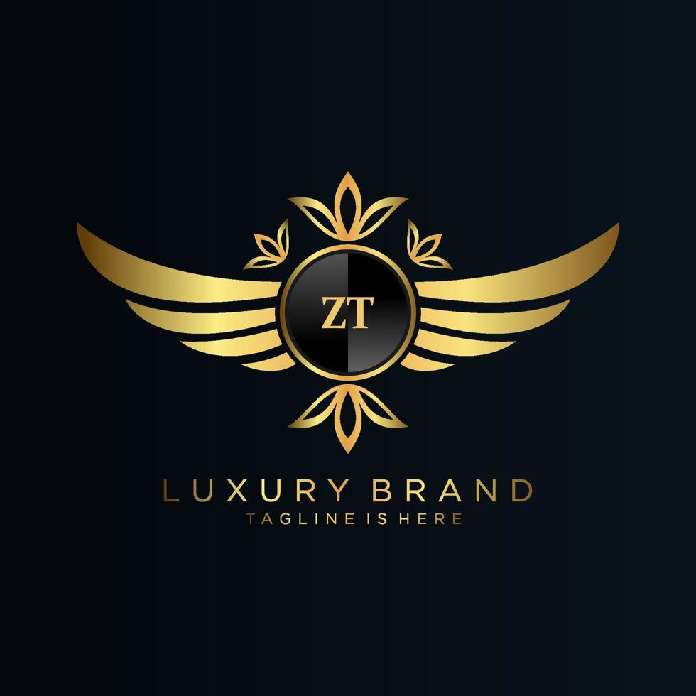 ZT Letter Initial with Royal Template.elegant with crown logo vector, Creative Lettering Logo Vector Illustration.